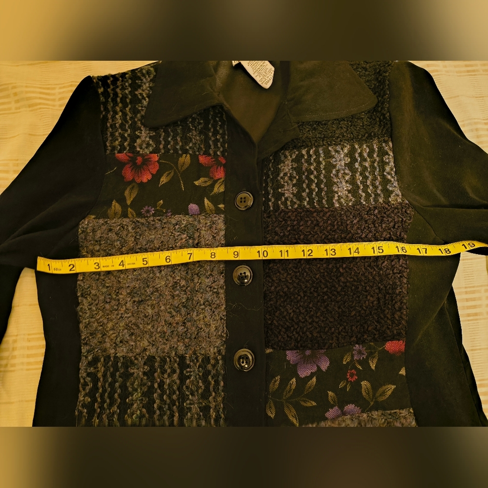 Vtg Mixed Media Patchwork Button Down - image 3